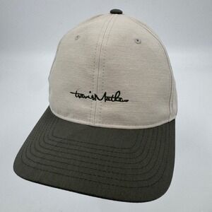 TravisMathew Mens Snapback Hat Beige Olive Green Script Logo Cap A42751